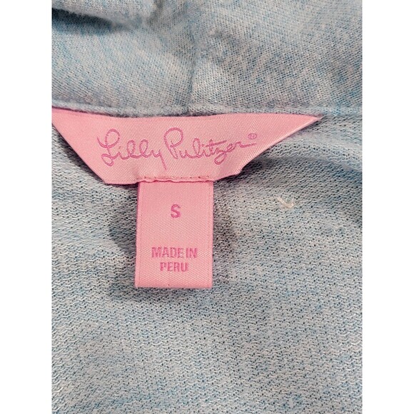 Lilly Pulitzer S Cassine Heather Blue Open Front Cardigan Sweater Knit top EUC - Picture 8 of 10
